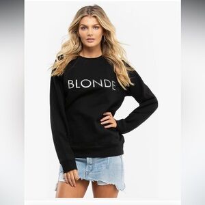 Brunette The Label “Blonde”  Black Crewneck Sweatshirt Size M/L
